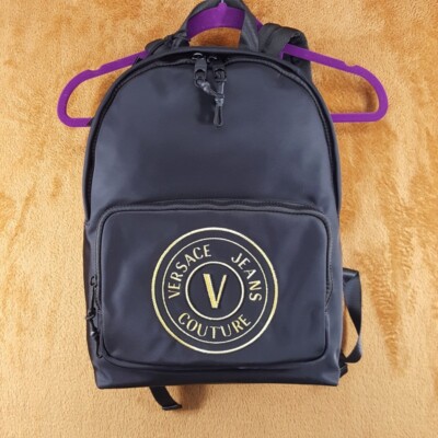Versace Nylon Black Backpack Unisex La Medusa Nylon Backpack Black,Silver | VERSACE US main image 3