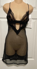 La Perla Lapis Lace Slip Chemise Short Nightgown M Sheer Black