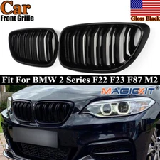 For BMW 2 Series F22 F23 220i 230i & F87 M2 dual Line Gloss Black Front Grilles