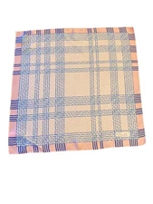 Paoli Vintage 1960's Polyester Pink Blue Plaid Scarf Square