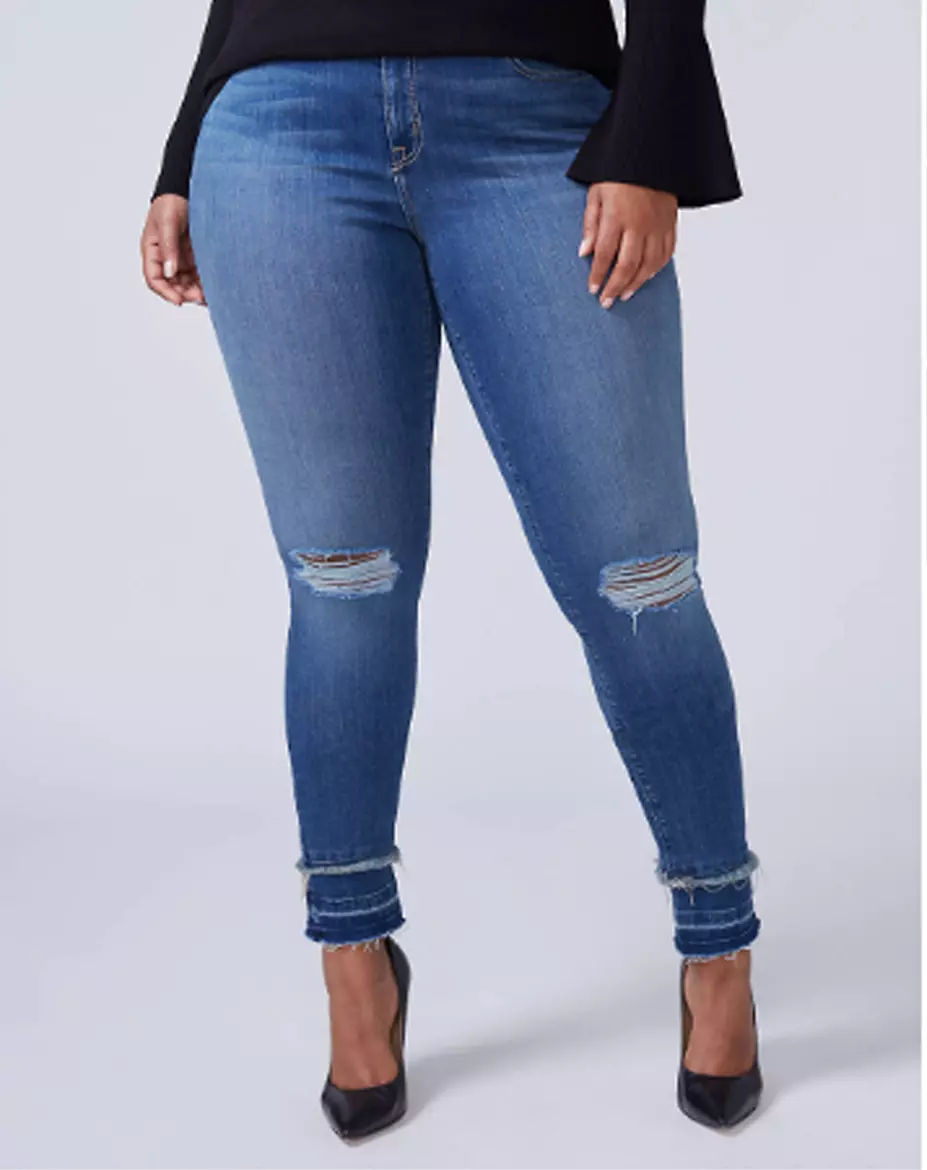 Lane Bryant Stretch Distressed Skinny Jeans Pants Double Released
