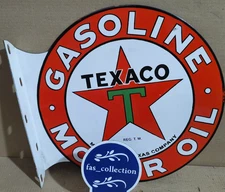 Texaco Gasoline Motor Oil Porcelain Enamel Sign  19.5 x 17 Inches 2 Sided