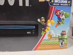 Nintendo Wii Bundle In Box- Black W Mario Bros Game- 1 Controller Nunchuck Cords