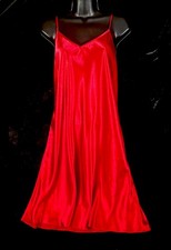 Gilligan O'Malley Babydoll Satin Nightgown Adjustable Straps Valentine Red Sz XL