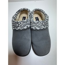 Clark  s Women  s Gray Suede Clog Slippers Sz 10M Knit Sweater Collar Cabin Core