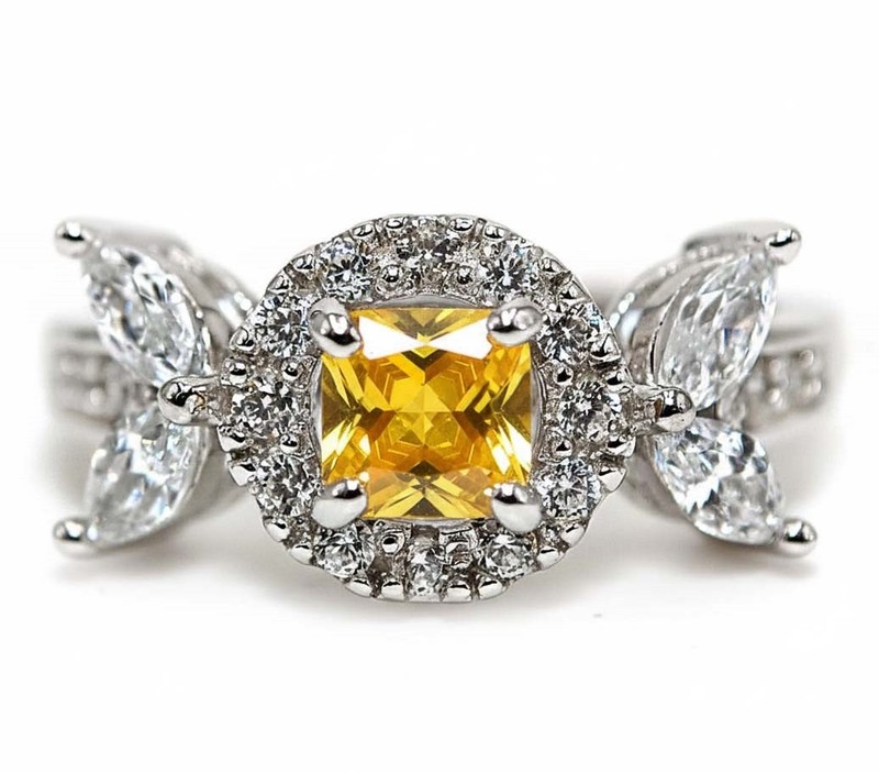 3CT Heat Treated Yellow Topaz 925 Solid Sterling Silver Ring Sz 7 