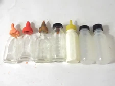 Lot of 7 Vintage 1950-60's Doll Baby Bottles Glass & Plastic-Ansco & Evenflo