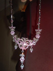 VINTAGE SHIMMER PINK RHINESTONE-PRINCESS STYLE NECKLACE/DANGLE EARRINGS SET — photo 6