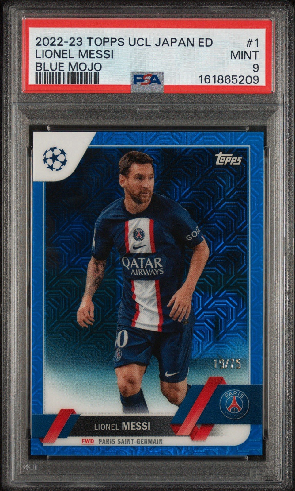 2022-23 TOPPS UEFA CHAMPIONS LEAGUE JAPAN EDITION #1 LIONEL MESSI BLUE MOJO