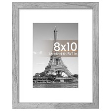 upsimples 8x10 Picture Frame, Display Pictures 5x7 with Mat or 8 x 8x10, Gray