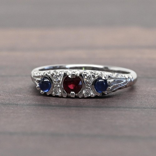Charles Green & Son Art Deco Ruby and Sapphire Ring