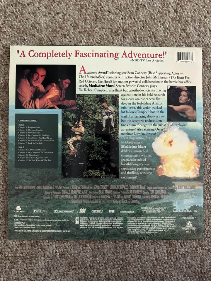 Medicine Man Laserdisc Sean Connery Lorraine Bracco 1358 AS 1992 - Image 2 of 2
