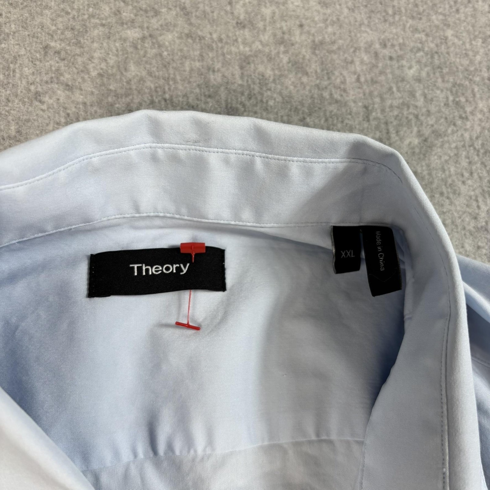 Theory Shirt Women 2XL Light Blue Stretch Button … - image 3