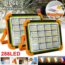 2PCS Portable 650W Solar Rechargeable Work Light Outdoor Camping Security Light