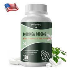 1000MG Moringa Oleifera w/ Turmeric Curcumin +Pepper 120 Caps Green Superfood