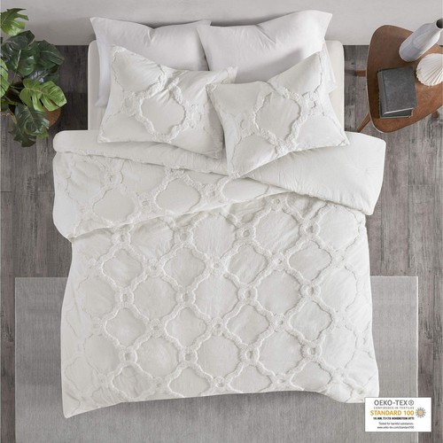 Tufted Chenille 100% Cotton Duvet Modern Luxe All Season Comforter Cover Bed ... - Picture 2 of 8