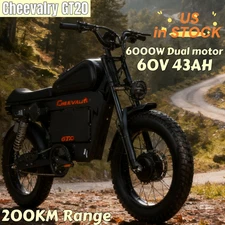 6000W 60V 43AH Electric Motorcycle 20*4.5" Electric Hydraulic Dirt Bike 37mph US