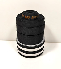 5 Rolls of Black Grosgrain Ribbon, Various Widths Lengths, Black Ribbon Lot