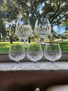5 Waterford Lead Crystal "Lismore Connoisseur Pattern" Glasses