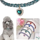Luxury Crystal Dog Collar with Love Pendant, Adjustable Rhinestone Pet Necklace