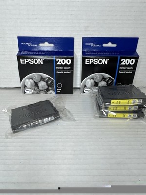 Lot Of 3 New Genuine Epson 200 Black Ink Cartridges C13T200120. Exp 5/2028 +