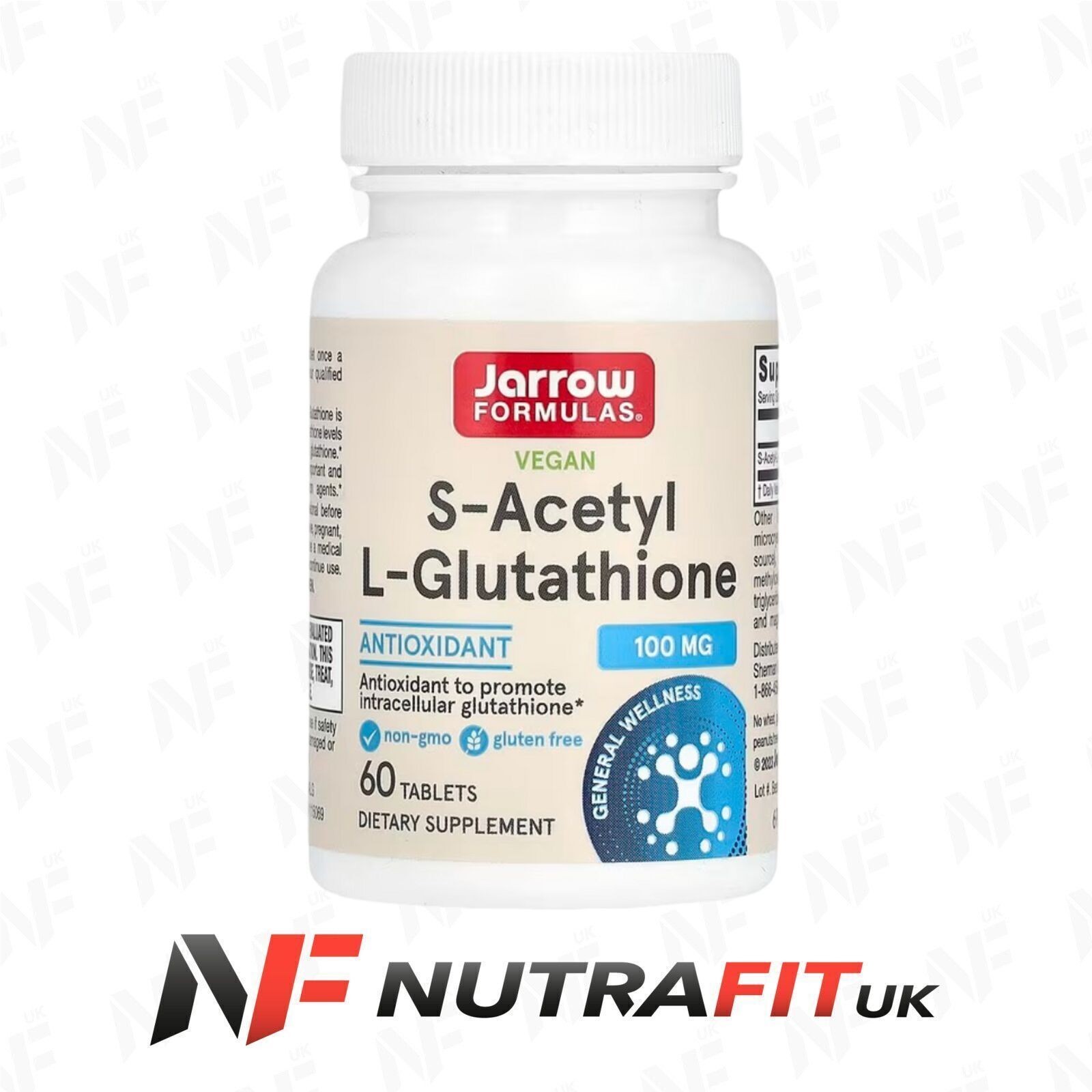 JARROW FORMULAS S-ACETYL L-GLUTATHIONE 100mg antioxidant non-GMO 60 vegan tabs