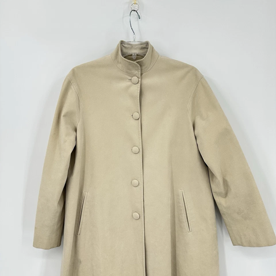 vintage 70s ULTRA SUEDE coat trench faux suede mod retro beige mid calf M - Image 3 of 4