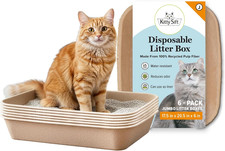 Disposable Cat Litter Box Jumbo, 6 Count, Durable and Portable for Travel and Ho