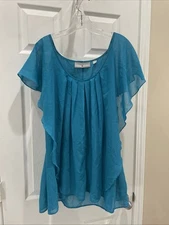 Avenue Studio women size 26/28 Sleeveless tank Top Teal Blue Cute top blouse