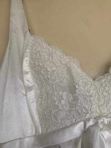 Jones New York Ivory Satin Lace MIDI Nightgown Lingerie Slip Dress Sz.M Elegant - Picture 4 of 14
