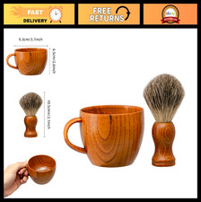 Pure Badger Hair Shaving Brush Set with Wooden Handle Soap Bowl for Men