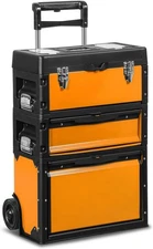 3-Tier Stackable Tool Trolley Set w/Separate Hand Cases-633mm x 490mm x 230mm To