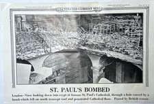 1941 ST. PAUL'S CATHEDRAL LONDON ENGLAND BOMBED ILLUSTRATED CURRENT NEWS WWII UK