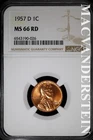 1957-D Lincoln Cent- NGC MS 66 RD- Lustrous- No Reserve #SLA970