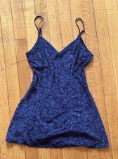 Victorias Secret Chemise Sz XS Blue Slip Nightgown Velvet Burnout Floral