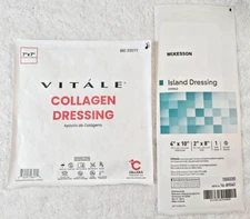 Sterile Vitale 7" x 7” Collagen Dressing and 4" x 10”  Post-Op Dressing