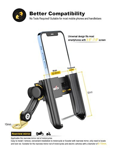 Support téléphone moto à libération rapide Grefay antichoc universel - 4