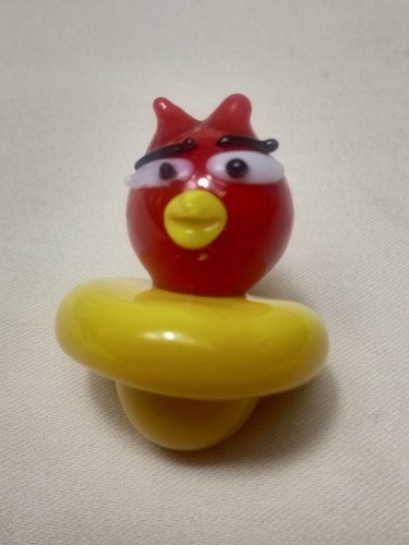 Glass Airflow Directional Carb Cap - Angry Bird, thick glass, great detail