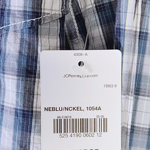 NEW Arizona Jean Co XXL 2XL Mens Long Sleeve Button Up Shirt Plaid Blue Gray Red - Picture 5 of 5