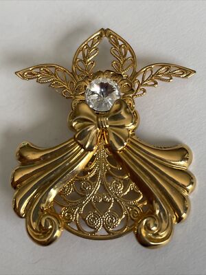 アクセサリー Jane Jane Davis Angel of Love Gold Tone Brooch Pin with Rhinestone R23