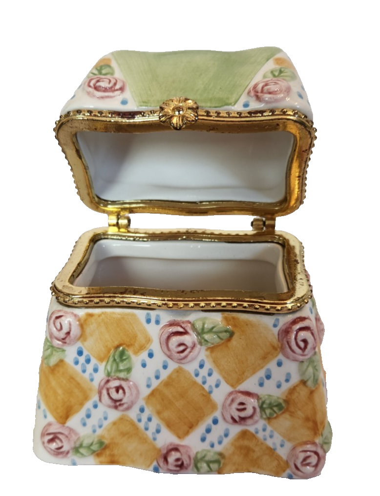 Vintage Floral Handbag/Purse Hinged Trinket Box