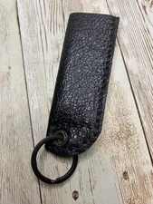 For Scripto Lighter, Full Grain Leather Keychain Case Holder Fob Hand Made Black