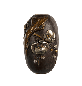 A-Signed-Meiji-Era-Mixed-Metal-Floral-Decorated-Japanese-Ojime-Bead