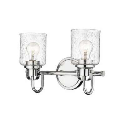 Z-Lite Kinsley 14.5 in. 2-Light Chrome Vanity Light w/ Clear Seeded Glass Shades