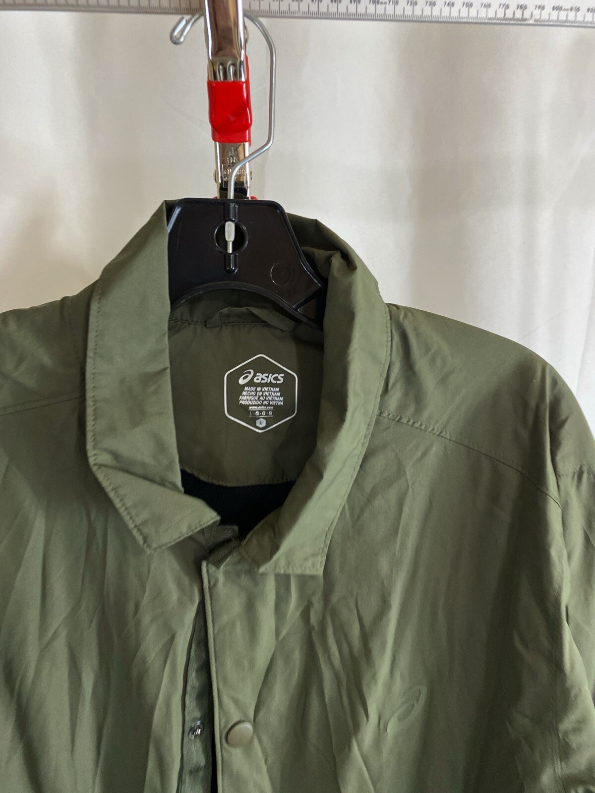 Asics Snap Button Poly Wind Jacket Coat Large L - image 7