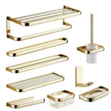Luxury Gold Polished Bathroom Accessories Set Bath Hardware Towel Bar Holder Set