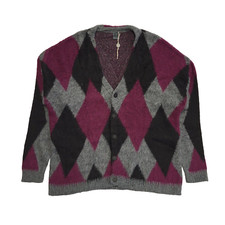 8 By Yoox Purple & Grey Button Wool Cardigan Uk Men's Size 2XL L493