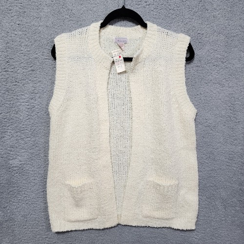 Townhouse Womens Knit Sweater Cardigan Pockets Open Front Size Medium NWT