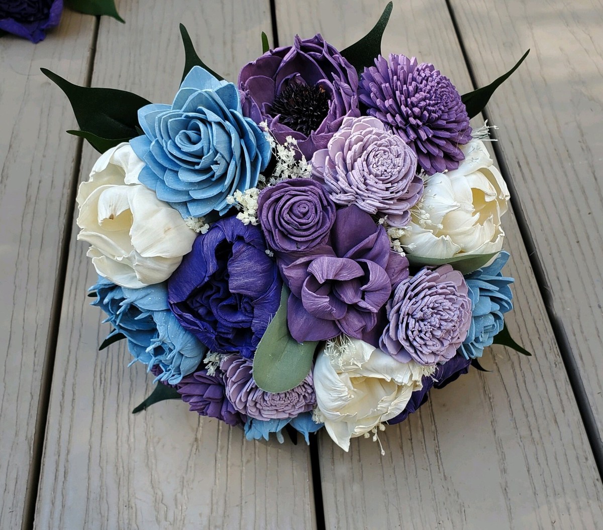 Purple Lavender Dusty Blue Bridal Bouquet Sola Wood Wedding