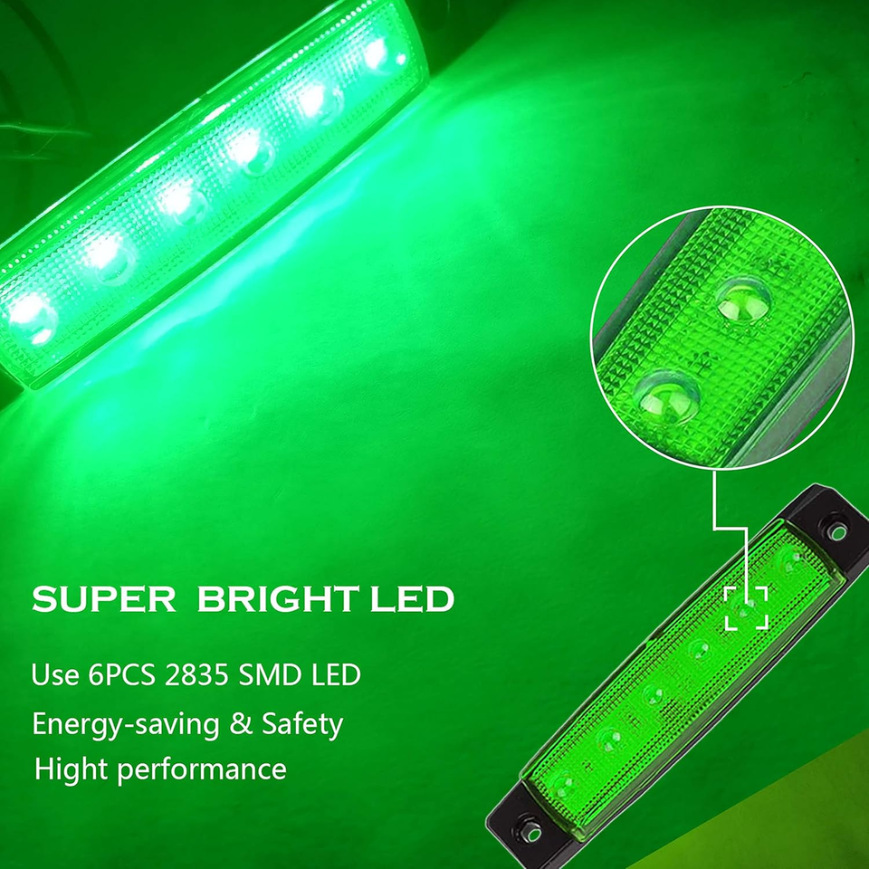 4Pcs 12V Waterproof Green LED Boat Interior Light Marine Navigation